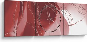Obraz - Czerwony abstrakcyjny kwiat N⁰1 (z zegarem) (90x30 cm)
