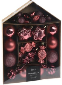 Zestaw ozdób świątecznych Festive winny, 32 szt.