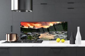 Panel Szklany Leśna Rzeka wpadająca do Jeziora