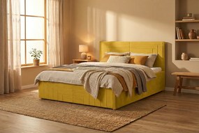 Łóżko FILI 160x200 cm Żółty Z materacem