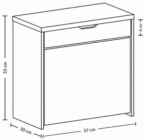 Szafka na buty z siedziskiem i wysuwanymi półkami VAULT, 57 x 30 x 53 cm