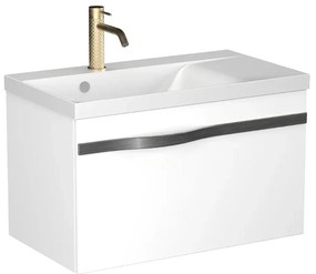 Szafka pod umywalkę VOG 69 cm biały połysk z czarnym uchwytem KROFAM