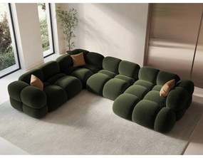 Zielony aksamitny narożnik (lewostronny/w kształcie litery U) Loretto – Cosmopolitan Design