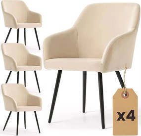 Zestaw 4 beżowych krzeseł tapicerowanych welurem - Terviso 2X