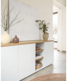Biała komoda w dekorze dębu 180x75x36 cm Abilen – Kave Home