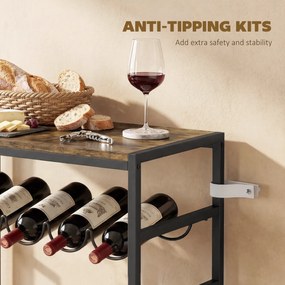 HOMCOM Stojak na wino na 30 butelek wolnostojący stojak z metalu do piwnicy, magazynu, 59 x 30 x 88,5 cm Rustykalny brąz | Aosom PL