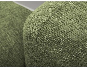 Zielony narożnik rozkładany z tkaniny szenilowej ze schowkiem (lewostronny/z szezlongiem) Mele – Makamii