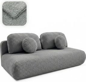 Sofa BASE Rozkładana Dwuosobowa Ciemnoszara Boucle Japandi
