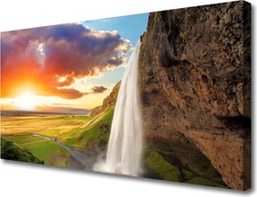Obraz canvas na ścianę Rozświetlony Wodospad w Słońcu