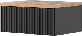 Lamelowa szafka nocna ścienna czarny + dąb craft N6-K03