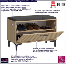 Szafka Na Buty Z Tapicerowanym Siedziskiem Dąb Sławonia + Lamele R7-P97