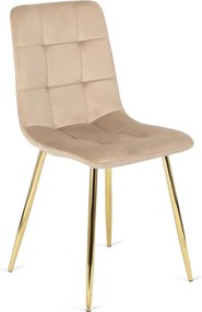 Krzesło Tapicerowane do Salonu YORK Kremowe Welurowe Glamour