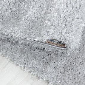 Dywan shaggy poliestrowy Brilliant srebrny koło 120 cm x 120 cm