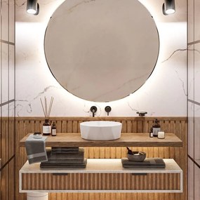 Umywalka z konglomeratu nablatowa okrągła bez otworu na baterię 41 cm PRISMA