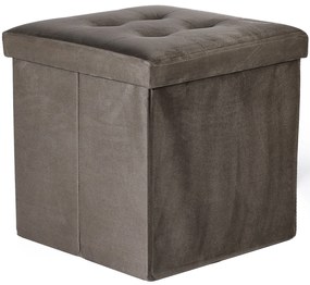 Brązowy składany taboret ZAREX VELVET L