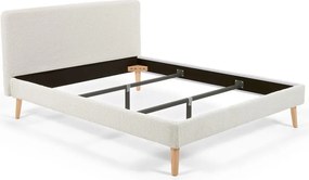 Jasnoszare łóżko dwuosobowe Kave Home Lydia, 160 x200 cm