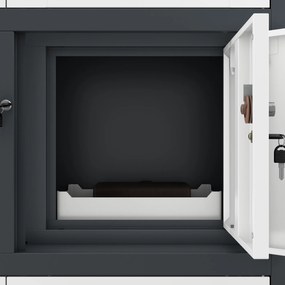 Biurowa szafa metalowa z sejfem na akta i dokumenty FILIP, 900 x 1850 x 400 mm, antracytowo-biała