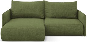 Narożnik lewostronny z funkcją spania - z tkaniny szenilowej - butelkowa zieleń - NANEA