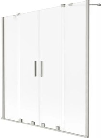 Mexen Velar Duo parawan nawannowy 2-skrzydłowy rozsuwany 140 x 150 cm, szron, nikiel szczotkowany - 896-140-000-32-97