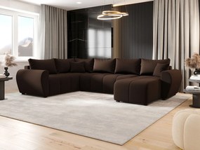 BEDANTE narożnik w kształcie U MOLISA U PLUS Cosmic 800 lewa brązowy z funkcją spania sofa w kształcie litery U z pojemnikiem na pościel