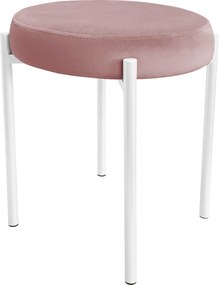 Taboret DIOR stelaż metalowy tkanina Welur : Kolor Stelaża - Biały, Kolor tkaniny - VELVET - MG58, Typ tkaniny - Velvet
