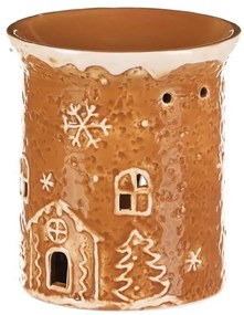 Ceramiczny kominek zapachowy domek z piernika, brązowy