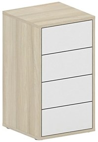 Dostawny kontenerek biurowy FUTURE, 4 szuflady, 400 x 400 x 710 mm, biały/dąb naturalny