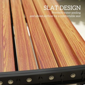 Outsunny Ławka 2-osobowa, ławka zewnętrzna z metalową ramą i siedziskiem z listew, meble tarasowe do ogrodu i na taras | Aosom PL