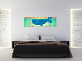 Obraz - Wesoły wieloryb w morzu (170x50 cm)