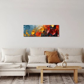 Obraz - Abstrakcyjny obraz kwiatów III. (z zegarem) (90x30 cm)