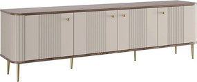 Szafka RTV Vesper 4D 187 cm - kaszmir / orzech / złote nogi