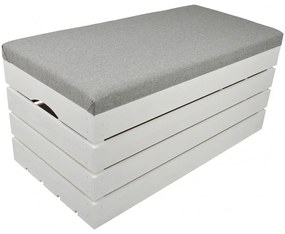 Pufa kufer skrzynia drewniana sosnowa siedzisko 80cm malowana biała