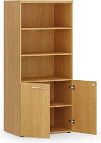 Szafa biurowa z drzwiami niskimi PRIMO WOOD, 800 x 500 x 1781 mm, buk