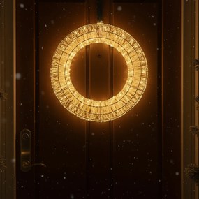 Świąteczna lampa wisząca wieniec srebrny 45 cm z LED IP44 - Nawa