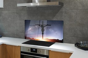 Szklany Panel Ukrzyżowany Jezus na tle Nieba