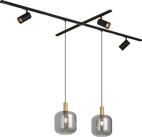 Nowoczesny system szynowy czarny z 2 lampami wiszącymi i 3 reflektorami 1-fazowy - Iconic Zuzanna Jeana Luxe