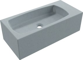 Umywalka betonowa wisząca / nablatowa prostokątna bez otworu na baterię 65 x 30 cm z półką ZALM | różne kolory : Kolor - Ciemny szary, Typ montażu - nablatowa