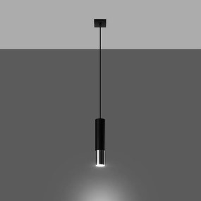 Lampy wiszące nowoczesny Zarpex, stal - 1 źródło światła 3000K - L.8 x H.100 cm - czarny/chrom