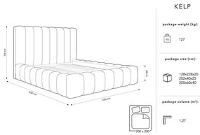 Szare tapicerowane łóżko dwuosobowe ze schowkiem i stelażem 200x200 cm Kelp – Micadoni Home