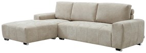 Kanapa narożna lewostronna z beżowej tkaniny MICHELIA