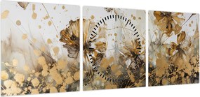 Obraz - Abstrakcyjny kwiatowy obraz (z zegarem) (90x30 cm)
