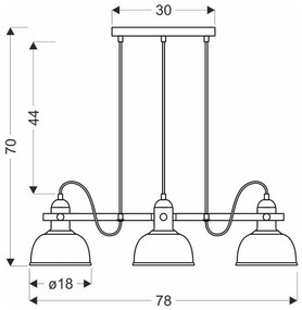 Czarna lampa wisząca z metalowym kloszem 18x78 cm Reno – Candellux Lighting
