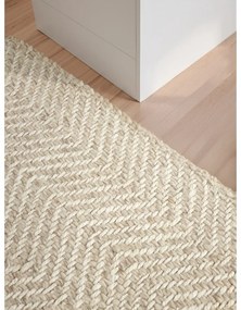 Kremowy chodnik z mieszanki wełny tkany ręcznie 80x200 cm Majoli – Elle Decoration