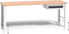 Stół warsztatowy z regulacją wysokości G3, 2000 x 685 x 840-1050 mm, 1x 1 szufladowy kontener, grafitowy