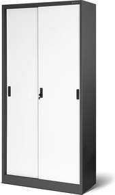 Przesuwna szafa biurowa Kuba 90x40x185 cm antracyt/biały