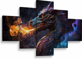 Obraz - Smok plujący płomieniami (125x70 cm)