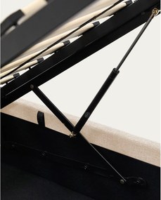 Beżowe tapicerowane łóżko dwuosobowe ze schowkiem ze stelażem 180x200 cm Nahiri – Kave Home