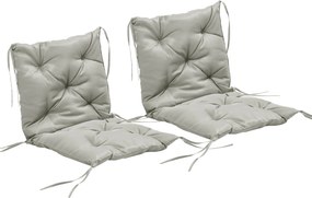Outsunny Zestaw 2 poduszek na siedzisko, 98 x 50 cm poduszki na krzesła z taśmami, pokrowiec materiałowy, 8cm grubości jasnoszary | Aosom PL