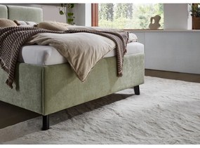 Jasnozielone tapicerowane łóżko dwuosobowe ze stelażem 140x200 cm Piano – Meise Möbel