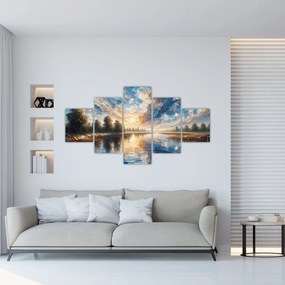 Obraz - Obraz słońca nad wodą (125x70 cm)